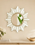PrismAura Collection - 26" Sunburst Bathroom Wall Mirror Decorative PU Glass Art Mirror
