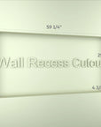 Cutout dimensions required for recessed installation of Pro Shower 60x30 LED mirror cabinet.
