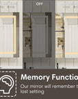 Pro Shower 36x30 LED Medicine Cabinet with memory function to save last settings.