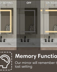 Pro Shower 48x30/60x30 LED Medicine Cabinet with memory setting function.