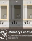 LED lighted medicine cabinet with memory function.