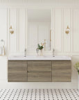 59 inch double sink vanity front view featuring clean lines and minimalist floating design | Ace Decor