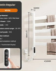 Velin Regular white heated towel rail radiator with touchscreen display and waterproof design | Ace Decor