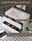 Oakmere Series 36" White Bathroom Floating Vanity with Resin Sink & 2 Soft-Close Drawers