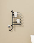 17 x 31 electric towel rack warmer in black, compact wall-mounted design for modern bathrooms | Ace Decor