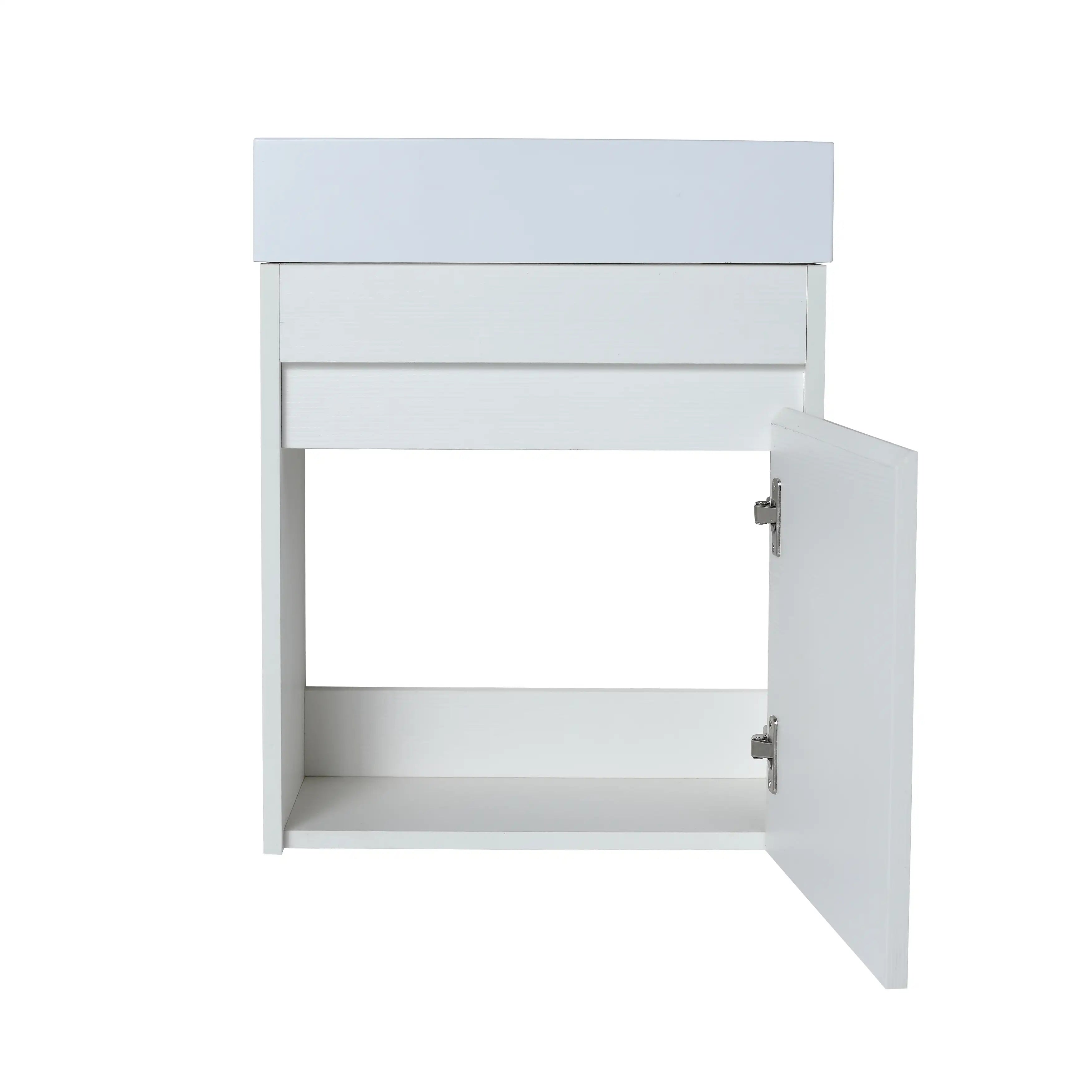 18'' Pure White Floating Bathroom Vanity with White Resin Sink & Soft-Close Cabinet