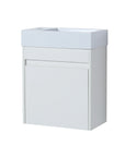 18" white bathroom sink with vanity featuring clean modern design and compact cabinet | Ace Decor