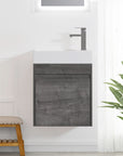 18'' Floating Bathroom Vanity with White Resin Sink & Soft-Close Door color: Plaid Grey Oak