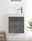 Aeris Series 18" Wall-Mounted Bathroom Vanity with Integrated Sink, Plaid Grey Oak