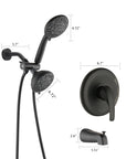Briar 2-in-1 Dual Shower System with Tub Spout - Matte Black