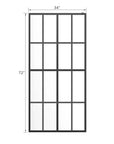 34 x 72 black grid panel shower door with clear tempered glass | Ace Decor