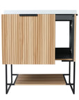 30" freestanding makeup vanity with cabinet door open showing interior storage space | Ace Decor