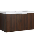 Monterey Series 36" Floating Bathroom Vanity in California Walnut with Integrated Sink and Double-Door Storage Cabinet