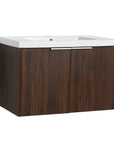 Monterey Series 30" Floating Bathroom Vanity in California Walnut with Integrated Sink and Double-Door Storage Cabinet