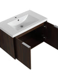 Monterey Series 72" Double Floating Bathroom Vanity in California Walnut with Side Cabinet and Integrated Sink