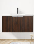 Monterey Series 36" Floating Bathroom Vanity in California Walnut with Integrated Sink and Double-Door Storage Cabinet
