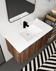 Monterey Series 36" Floating Bathroom Vanity in California Walnut with Integrated Sink and Double-Door Storage Cabinet