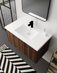 Monterey Series 36" Floating Bathroom Vanity in California Walnut with Integrated Sink and Double-Door Storage Cabinet