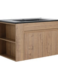 30" wall mounted vanity units angled view with adjustable open shelving and double doors | Ace Decor