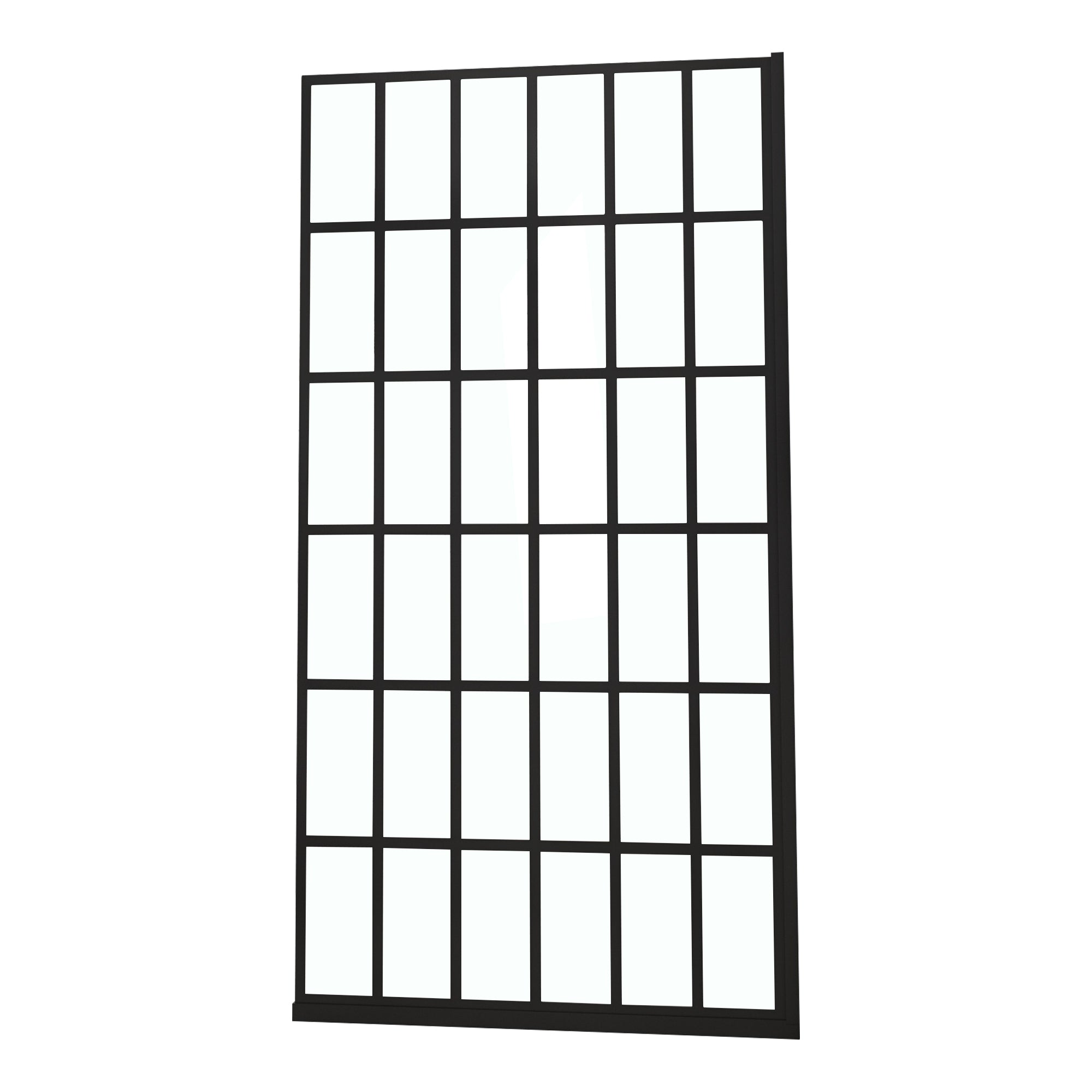 Grid glass shower door 38 x 72 inch black frame modern bathroom design | Ace Decor