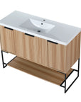 maple bathroom vanity 48 with fluted front and open shelf design | Ace Decor