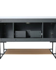 maple bathroom vanity 48 back view with open cabinet and plumbing space | Ace Decor