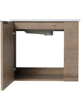 22” Imitative Oak Wall-Mounted Floating Bathroom Vanity Sink - 1 Storage Space & Side Faucet