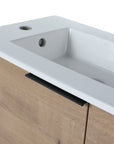 22” Imitative Oak Wall-Mounted Floating Bathroom Vanity Sink - 1 Storage Space & Side Faucet