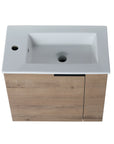 22” Imitative Oak Wall-Mounted Floating Bathroom Vanity Sink - 1 Storage Space & Side Faucet