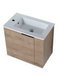 22” Imitative Oak Wall-Mounted Floating Bathroom Vanity Sink - 1 Storage Space & Side Faucet