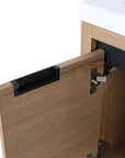 24" wall mounted vanity unit showing concealed handle and soft-close hinge detail | Ace Decor