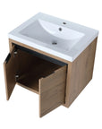 Angled view of 24" wall mounted vanity unit with resin sink and dual-door storage | Ace Decor