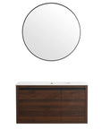 Front view of 36" wall mounted single bathroom vanity with double doors and clean design | Ace Decor