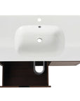 Top view of 36" wall mounted single bathroom vanity with resin sink and plumbing clearance | Ace Decor