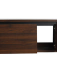 36" wall mounted single bathroom vanity with sliding door and cabinet storage in walnut | Ace Decor