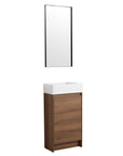 18" small bathroom vanity with sink paired with matching vertical bathroom mirror | Ace Decor