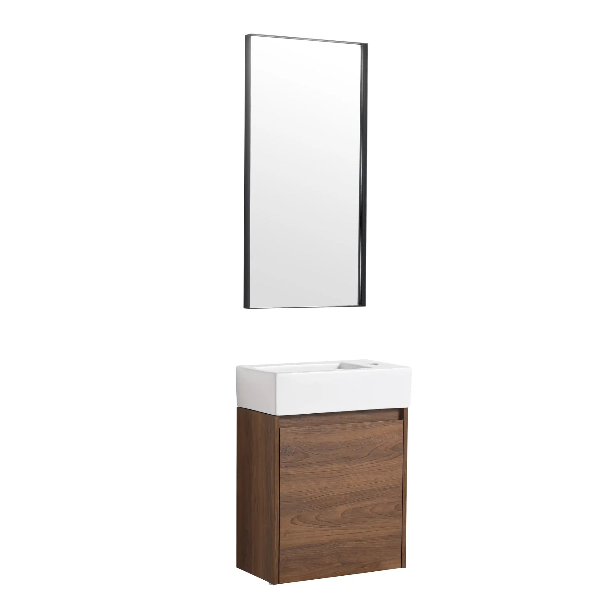 18" Brown Ebony Bathroom Vanity with Ceramic Sink – Vintage Style, Soft-Close Door