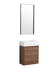18" small makeup vanity floating design with modern walnut cabinet | Ace Decor