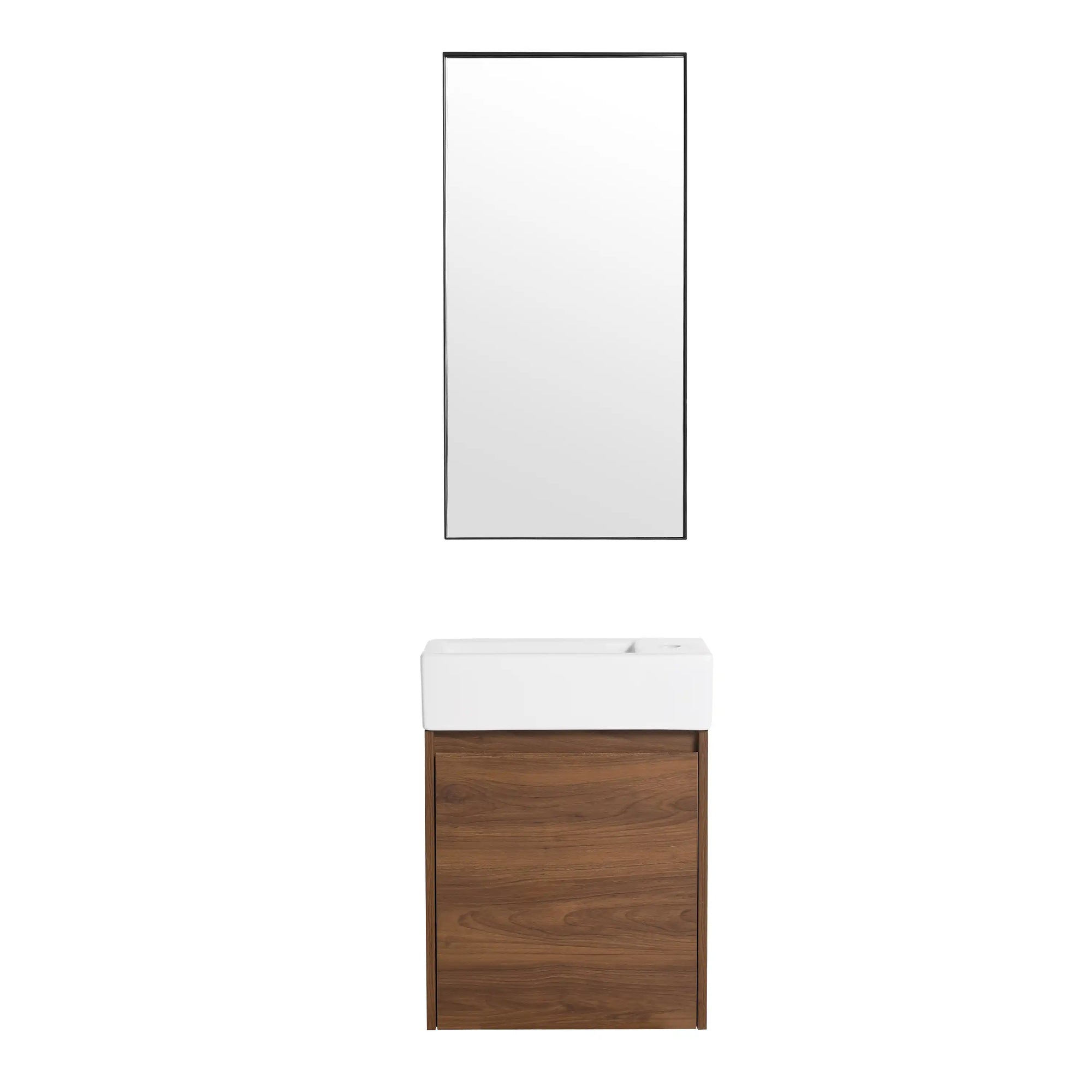 18" Brown Ebony Bathroom Vanity with Ceramic Sink – Vintage Style, Soft-Close Door