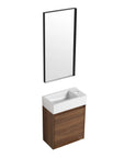 18" small makeup vanity wall-mounted with ceramic sink and black framed mirror | Ace Decor