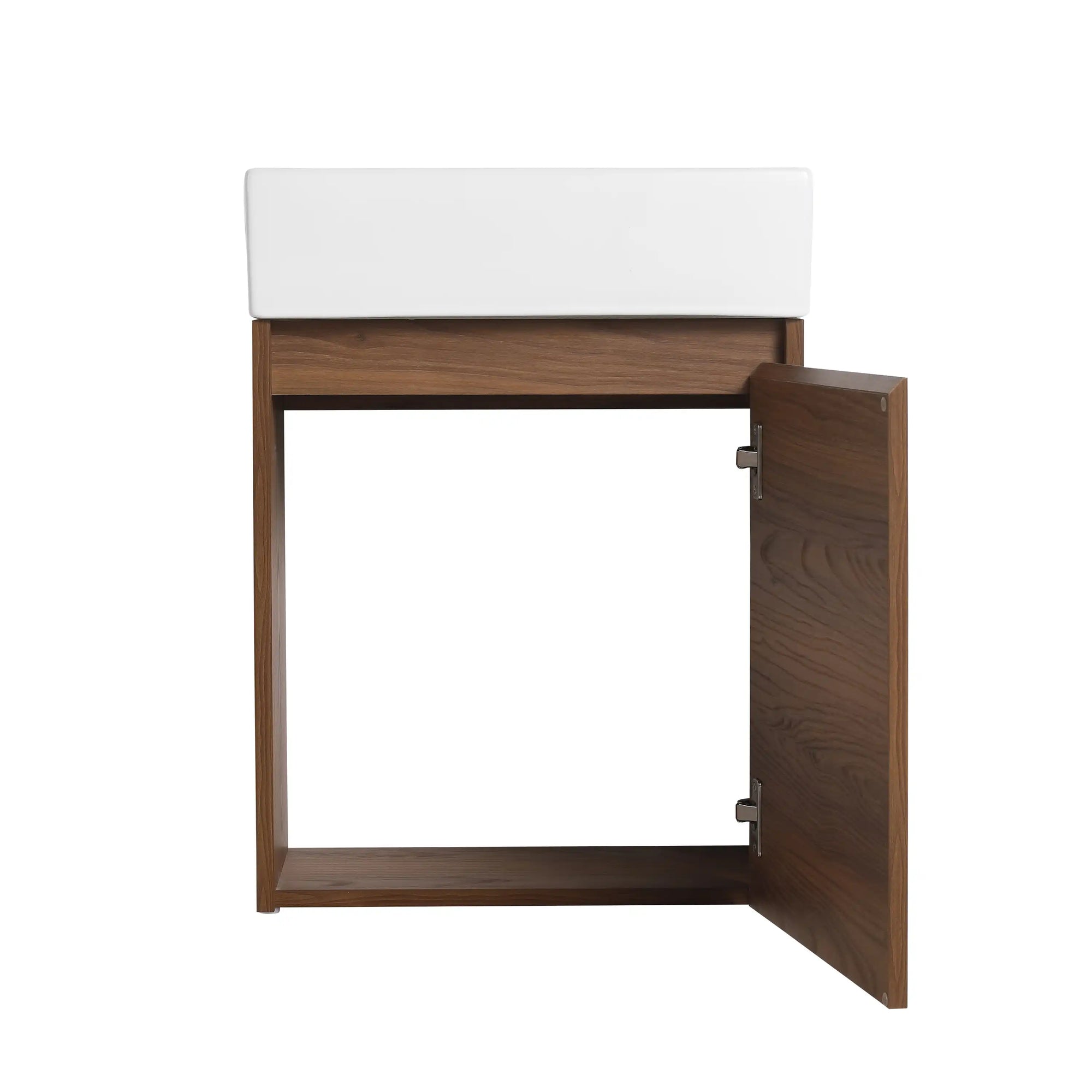 18" Brown Ebony Bathroom Vanity with Ceramic Sink – Vintage Style, Soft-Close Door