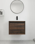 Front view of 24" floating vanity bathroom in modern minimalist bathroom setting | Ace Decor