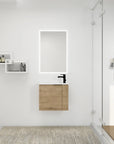 22” Imitative Oak Wall-Mounted Floating Bathroom Vanity Sink - 1 Storage Space & Side Faucet