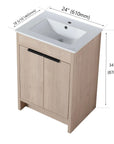 Dimension diagram of 24" 24in bathroom vanity, showing width, depth, and height measurements | Ace Decor