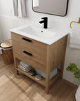 30" freestanding single bathroom vanity styled in a modern bathroom setting | Ace Decor