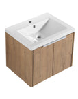 Monterey Series 24" Floating Bathroom Vanity in Imitative Oak with Integrated Sink and Double-Door Storage Cabinet