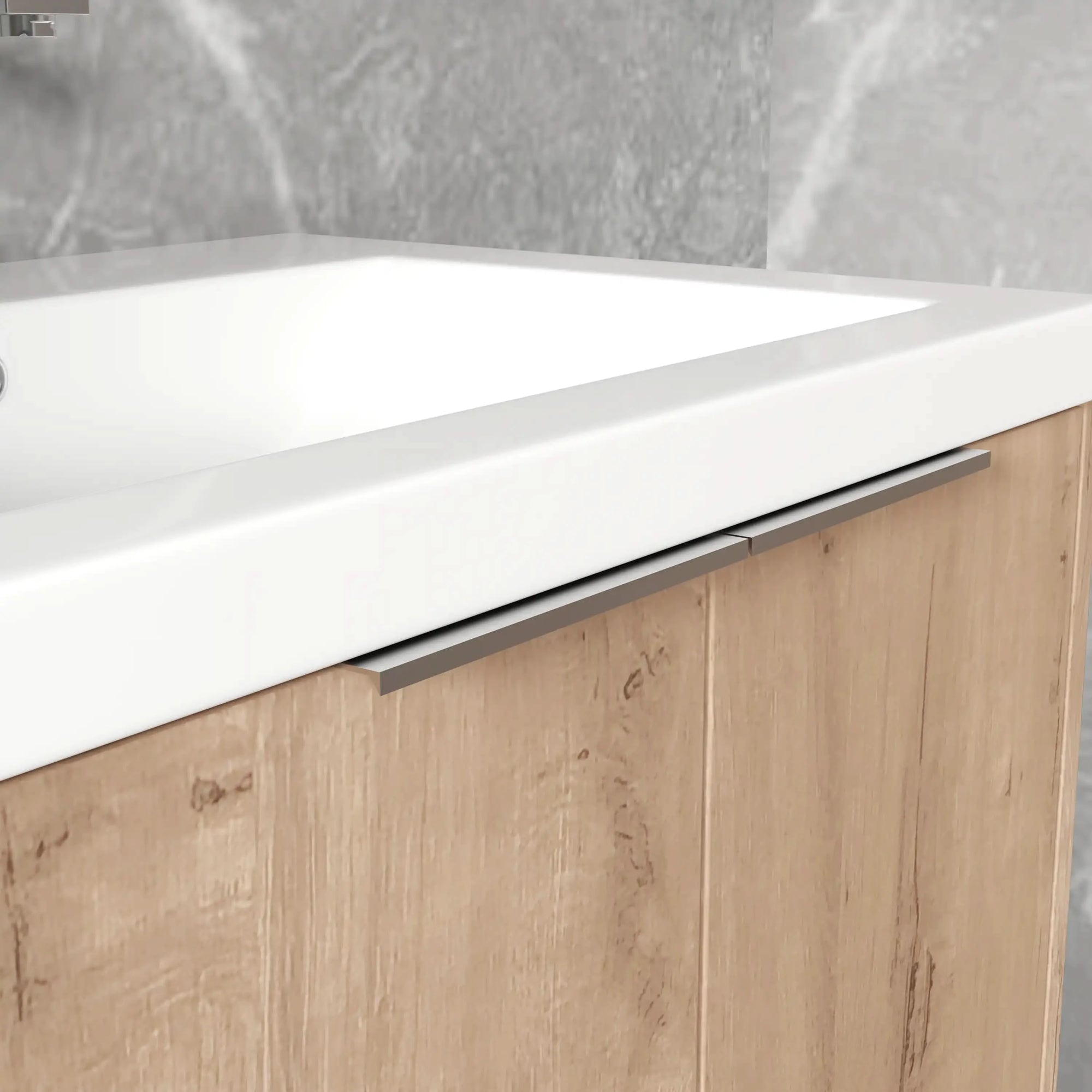 Floating Bathroom Cabinet with Sink & Soft-Close Doors - Ideal for Small Bathrooms color: Imitative Oak | size: 24 inch | combination: Separate Wash Basin
