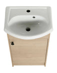 18" bathroom vanity with bowl sink featuring sculpted curved resin basin.