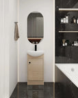 18" bathroom vanity with bowl sink front view in compact modern bathroom | Ace Decor
