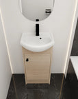 18" bathroom vanity with bowl sink front view with matte black faucet | Ace Decor